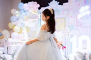 迪牧歐女童花童晚禮服藍色兒童生日宴會(huì )公主裙主持人鋼琴演奏走秀表演服 藍色 160 曬單實(shí)拍圖