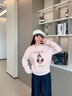 Teenie Weenie小熊女裝衛衣2025秋季新款大熊撞色刺繡拼接圓領(lǐng)上衣 粉色 M 曬單實(shí)拍圖