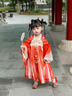 萌乎古月家. 莜兔  漢服女童春秋款高端仙氣古風(fēng)連衣裙女孩中秋表演服 紅色 100 曬單實(shí)拍圖