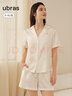 ubras新品流光梔子花翻領(lǐng)短袖短褲套裝春夏舒適家居服女睡衣馥芮白M 曬單實(shí)拍圖