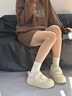 COSMICKISS加絨魔術(shù)貼小白鞋女厚底冬季百搭保暖加厚chic面包鞋毛絨休閑板鞋 米白色-38 曬單實(shí)拍圖