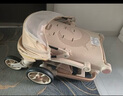semmook遛娃神器嬰兒推車0-6歲用折疊可坐可躺帶減震雙向高景觀溜娃車 香檳金皮蓬【雙餐盤】 曬單實拍圖