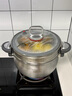 榮事達304不銹鋼微壓湯鍋家用加厚加深蒸煮燃氣灶電磁爐新款燉鍋 304不銹鋼微壓湯鍋+蒸籠【3-7人】 26cm 7L 曬單實(shí)拍圖