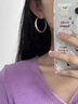 TFY啞光磨砂復古金色大圈圈圓圈耳環(huán)女2025年新款925純銀針素圈耳圈 啞光金色耳圈【925銀針】 曬單實(shí)拍圖