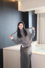 蝶嬌諾（DIEJIAONUO）連衣裙子女裝秋季新款慵懶風(fēng)穿搭女套裝韓版氣質(zhì)顯瘦設計感溫柔 灰色上衣+裙子 M 曬單實(shí)拍圖