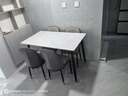 全品屋巖板餐桌家用4-6人小戶型桌椅組合長(zhǎng)方形現(xiàn)代簡(jiǎn)約吧臺(tái)吃飯大桌子 【27MM厚】啞光雪山白 送貨入戶 120cm 【寬70CM】一桌四椅 曬單實(shí)拍圖
