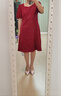 她享短袖連衣裙女方領(lǐng)赫本風(fēng)小個(gè)子高級感時(shí)尚紅色禮服裙子T143Q1426 紅色 L 曬單實(shí)拍圖