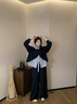WFKV大碼女裝胖MM春秋新款假兩件上衣闊腿褲感兩件時(shí)尚休閑套裝女 兩件套 3XL 【160-180斤】 曬單實(shí)拍圖