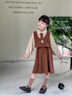G.DUCKKIDS學(xué)院風(fēng)女童連衣裙春秋2025新款洋氣女寶春裝潮搭兒童裙子春季童裝 咖色 90 cm 曬單實(shí)拍圖