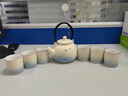 瀾春江粗陶提梁壺功夫茶具套裝大容量泡茶器中式陶瓷茶壺茶杯高檔禮盒裝 千里江山圓滿提梁壺7件套組+茶盤 【高檔禮盒裝】 曬單實(shí)拍圖