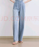 百圖betu女裝2025夏季新款牛仔闊腿褲提花條紋高腰百搭褲子女2507X01 牛仔色 S 曬單實(shí)拍圖