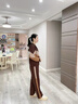 俞兆林（YUZHAOLIN）媽媽秋裝2025新款休閑運(yùn)動服套裝中老年女春秋連帽夾克上衣兩件套 咖啡色 L  （建議85-100斤） 曬單實拍圖