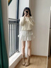 ZHR短靴女絨面尖頭褶皺堆堆靴女復古百搭顯瘦西部女靴 BL656杏色37 曬單實(shí)拍圖