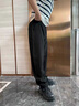 By Creations柏品棉麻松緊腰彎刀褲男士輕商務(wù)西便褲通勤長(cháng)褲子時(shí)尚休閑直筒褲 黑色 M 曬單實(shí)拍圖