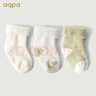 aqpa嬰兒襪子新生兒寶寶純棉有機棉襪中筒毛巾襪加厚冬季保暖襪3雙裝 毛巾襪（白色+綠色+綠白) 6-18月（10-13cm)三雙裝 曬單實(shí)拍圖