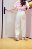 艾卡諾 I.KARNOW女童褲子春季2026新款女大童蘿卜褲牛仔褲春裝兒童白色休閑運動(dòng)褲 13143米白【牛仔褲】 160 曬單實(shí)拍圖