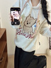 JAVC毛絨絨可愛(ài)小狗連帽運動(dòng)衫女2025新款學(xué)院風(fēng)寬松情侶裝灰色外套上 灰色 L 建議 100-115斤 曬單實(shí)拍圖