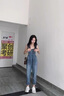 唐思薇牛仔背帶褲女2025新款韓版寬松顯瘦連體背帶褲春秋九分吊帶牛仔褲 淺藍(lán)色 S 【建議80-95斤】 曬單實(shí)拍圖