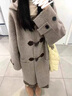 她芙（tafu）品牌女裝毛呢外套女2025冬季新款小個(gè)子赫本風(fēng)氣質(zhì)牛角扣呢子大衣 淺灰色 M 曬單實(shí)拍圖