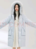 雪中飛秋冬新款百搭狐貍毛領(lǐng)廓形保暖鴨絨女士羽絨服長(zhǎng)款連帽時(shí)尚大氣 藍(lán)色 S 160/84A 曬單實(shí)拍圖
