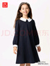 優(yōu)衣庫(kù)童裝女童針織裙連衣裙禮服禮裙校服演出服可機(jī)洗新款475693 69 藏青色 160 曬單實(shí)拍圖