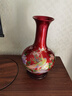 收藏天下景德鎮陶瓷器新中式紅色花瓶辦公室客廳酒柜玄關(guān)博古架擺件賞瓶 中國紅錦上添花單瓶+底座34cm 曬單實(shí)拍圖