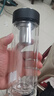 萬象雙層耐熱玻璃杯370ml帶濾網(wǎng)商務(wù)辦公水杯V273R石墨黑車載便攜茶杯 曬單實(shí)拍圖