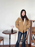 韓璐嬌（hanlujiao）學(xué)院風(fēng)徽章立領(lǐng)夾克外套女秋冬2025年新款寬松韓系加絨棉衣服女裝 卡其色 M 曬單實(shí)拍圖