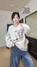 LDBE蕾絲刺繡圓領(lǐng)衛(wèi)衣女秋季薄款寬松設(shè)計感小眾慵懶風(fēng)灰色無帽上衣潮 灰色 L 【110-130斤】 曬單實拍圖