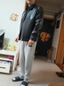 花花公子（PLAYBOY）高端綿羊皮夾克外套男士中年秋冬新款休閑立領(lǐng)海寧真皮皮衣爸爸裝 802-黑色-翻領(lǐng)【加絨】 加厚 4XL 195【適合體重190-210斤】 曬單實(shí)拍圖