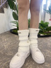 北極絨白色襪套堆堆襪子女秋冬季加絨加厚保暖腿套雪地靴y2k小腿襪 曬單實(shí)拍圖