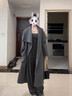 春乏秋冬中長(cháng)款結婚新娘雙面絨毛呢外套女高檔氣質(zhì)小個(gè)子呢子大衣女 灰色 厚款 S 建議105-115斤 曬單實(shí)拍圖