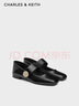 CHARLES&KEITH金屬圓扣兩穿平底瑪麗珍鞋生日禮物CK1-70920166 Black黑色 37 (235) 曬單實(shí)拍圖