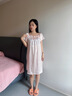 絲界真絲睡裙女桑蠶絲寬松短袖公主睡衣裙純色繡花家居服節日禮物 曬單實(shí)拍圖