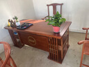 定舟實(shí)木辦公桌椅組合現代仿古典老板桌茶桌大小戶(hù)型家用書(shū)房書(shū)法桌子 祥云胡桃色1.6+單桌 曬單實(shí)拍圖