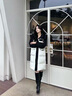 鴨鴨羽絨服女中長(zhǎng)款2025年冬季中長(zhǎng)款寬松東北加厚韓版撞色保暖外套 白色 M (建議100-130斤) 曬單實(shí)拍圖