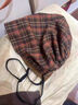 JIOESC帽子女時(shí)尚洋氣廢土風(fēng)復古格紋辣妹時(shí)髦包頭帽套頭帽冷帽堆堆帽 紅色條紋 曬單實(shí)拍圖