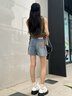 浪莎牛仔短褲女夏季新款2026年毛邊薄款三分褲外穿休閑運動(dòng)辣妹熱褲子 復古藍 【速干顯瘦升級款】 M 【推薦95-105斤】 曬單實(shí)拍圖
