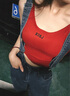 PMOG復(fù)古直筒牛仔褲女牛仔背帶褲女秋季2025年新款牛仔褲女闊腿褲 紅背心+背帶褲 S 曬單實拍圖
