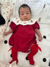 G.DUCKKIDS小黃鴨嬰兒包屁衣春秋長袖新生兒連體衣女寶寶公主滿月周歲哈衣 酒紅色夏款 加襪子 66cm 尺碼建議0-3個月8-12斤 曬單實拍圖