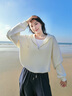 森馬（Semir）森柔棉|商場同款衛(wèi)衣女短款花苞假兩件2025新款oversize秋裝 奶白10501 L 曬單實(shí)拍圖