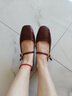 銀色瑪麗珍淺口單鞋女2025春季新款韓版方頭法式仙女風(fēng)軟底豆豆鞋 酒紅色 35 曬單實(shí)拍圖
