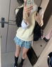 彌柯菲日系制服感慵懶針織毛衣女秋冬新款休閑寬松百搭馬甲背心套頭上衣 白色 M 曬單實(shí)拍圖