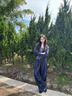 艾美琦美（AIMEIQIMEI）大碼女裝胖妹妹秋季2025新款長袖外套打底吊帶休閑長褲女三件套裝 藍色套裝 2XL [建議140-160斤] 曬單實拍圖