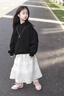 WVD女童連帽運動衫春秋2025新款洋派兒童春裝超好看衣服女大童黑色上 黑色厚棉T 黑色厚棉T 120 CM身高110- 曬單實拍圖