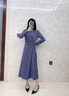 顏域設計感掐腰連衣裙女2025新款秋裝高級感長(cháng)袖過(guò)膝顯瘦氣質(zhì)長(cháng)裙 藍色 S 曬單實(shí)拍圖