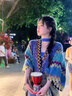 恒源祥斗篷披肩女民族風(fēng)旅行鹿毛絨云南新疆旅游度假流蘇彩色圍巾女春秋 藍色(拼色) 曬單實(shí)拍圖
