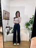 拉夏貝爾直筒牛仔褲女春秋2025新款高腰顯瘦闊腿拖地褲子 黑金色 27 曬單實(shí)拍圖