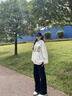 魯雅爾美式復古設計感字母連帽衛衣女秋季寬松休閑潮流上衣帽衫情侶外套 白色 常規款 L 曬單實(shí)拍圖