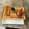 九土日式手工竹制茶盤(pán)家用功夫茶具套裝儲水式竹子托盤(pán)泡茶實(shí)木托盤(pán) 臺灣風(fēng)黑色小號1個(gè)100ml(贈送吸水球） 曬單實(shí)拍圖